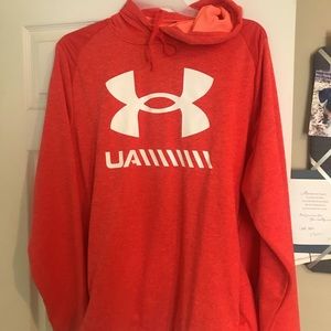 Under armor hoodie red with white mesh inner insulated.